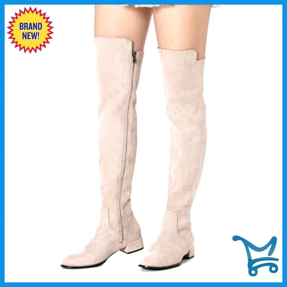 Women's Over Knee Boots Suede Thigh High Block Heel Winter